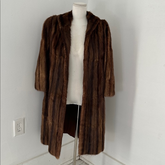 Vintage 50s Genuine Mink Fur Silk Lined Coat - Picture 2 of 11
